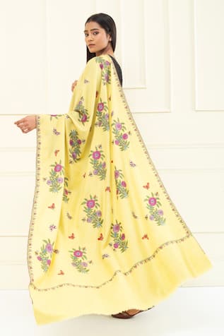 Dahlia Scatter Embroidered Pashmina Shawl 