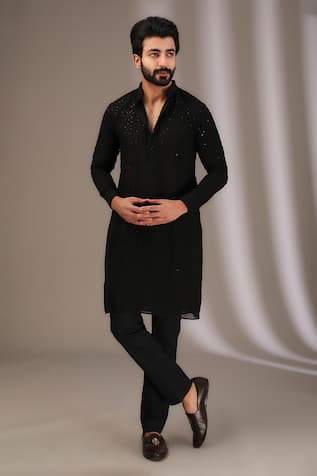 Rabani & Rakha Sequin Embroidered Kurta With Soli Pant 
