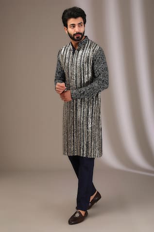 Rabani & Rakha Sequin Embroidered Front Kurta With Pant 
