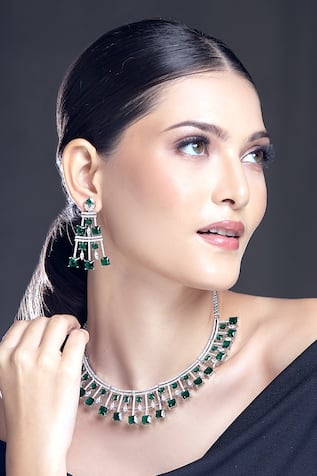 Zirconia Studded Necklace Set 