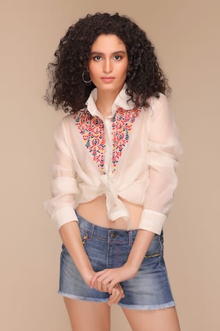 Payal Jain Thread Embroidered Front Shirt 