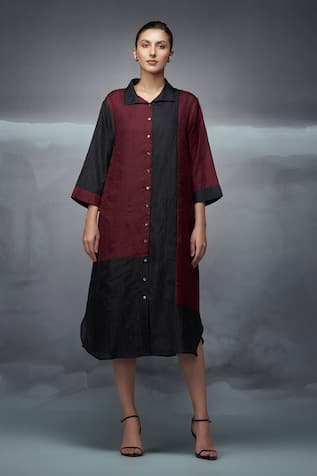 Nachiket Barve Dual Tone Collared Kurta 