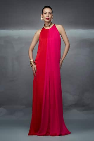 Nachiket Barve Color Blocked Pleated Gown 