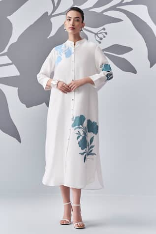 Nachiket Barve Floral Embroidered Shirt Kurta 