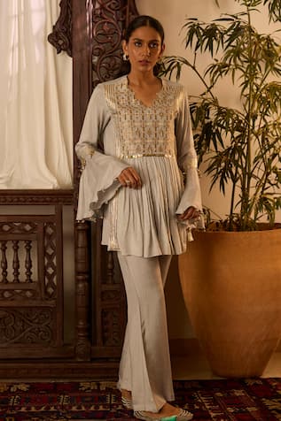 Embroidered Yoke Tunic & Pant Set 