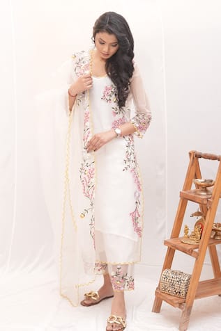 Ankita S Goswami Bloomingdale Floral Embroidered Kurta Culottes Set 