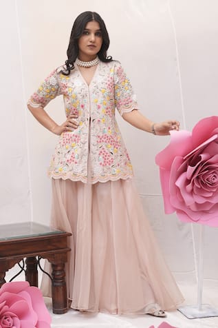 Ankita S Goswami Garden Of Hope Embroidered Jacket Kurta With Sharara 