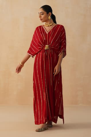 Palak & Mehak Textured Embroidered Kaftan 