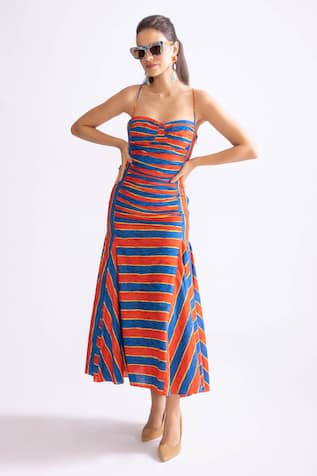 Saaksha & Kinni Nia Stripe Print Midi Dress 