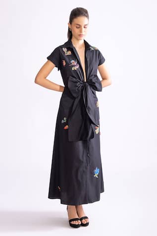 Saaksha & Kinni Floral Bow Embroidered Dress 