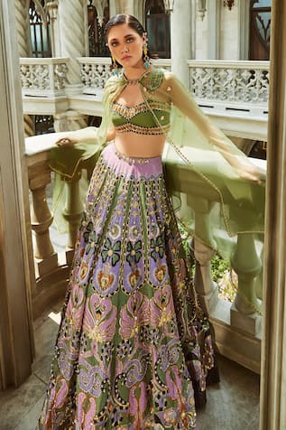 Papa Don't Preach Celtic Hearts Embroidered Lehenga Set 