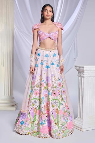 Papa Don't Preach Whimsical Wonderland Embroidered Lehenga Set 