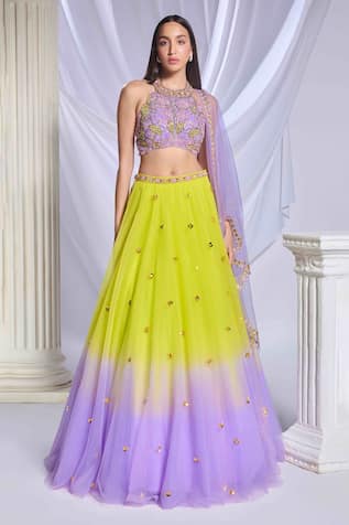 Papa Don't Preach Berry Sorbet Embroidered Lehenga Set 