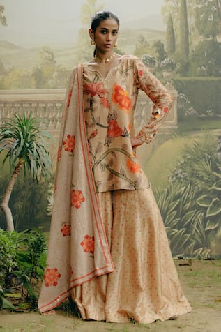 Drishti & Zahabia Kalamkari Print Kurta Palazzo Set 