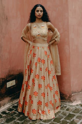 Drishti & Zahabia Hand Embroidered Waist Lehenga Set 