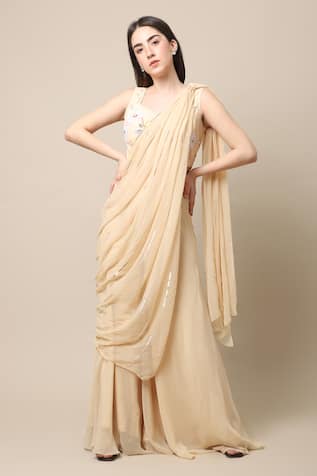 Ewoke Hand Embellished Blouse With Palazzo 