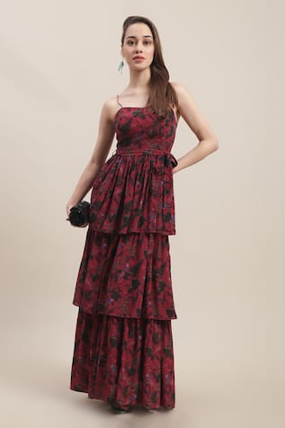 Ewoke Jacqueline Jungle Print Tiered Dress 