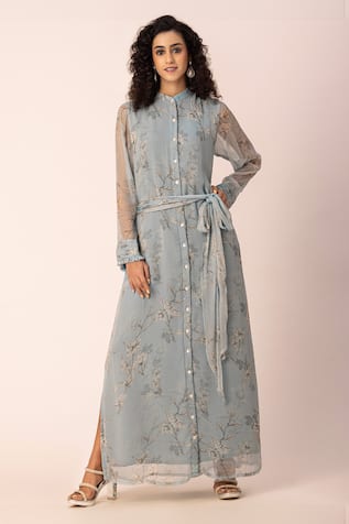 Ewoke Floral Print Shirt Dress 