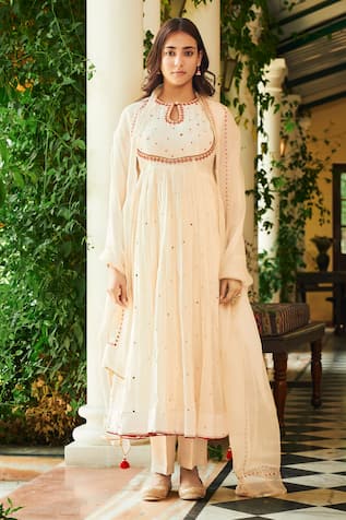 Almaari by Pooja Patel Parijat Mirror Embroidered Anarkali Set 