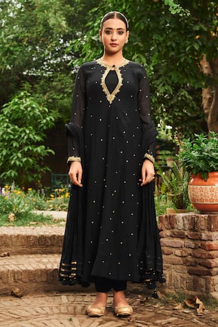 Almaari by Pooja Patel Banful Mirror Embroidered Anarkali Set 