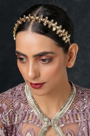 Paisley Pop Kundan Embellished Gold Head Band 