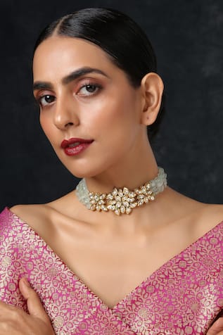 Paisley Pop Floral Kundan Embellished Beaded Choker 