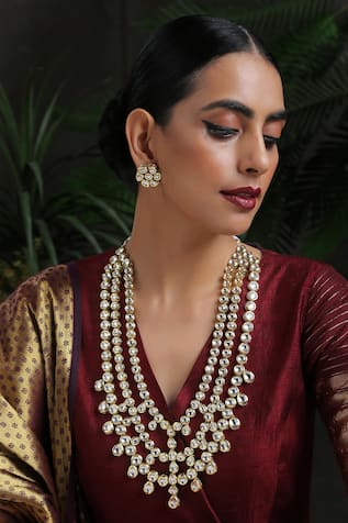 Paisley Pop Kundan Embellished Layered Necklace Set 