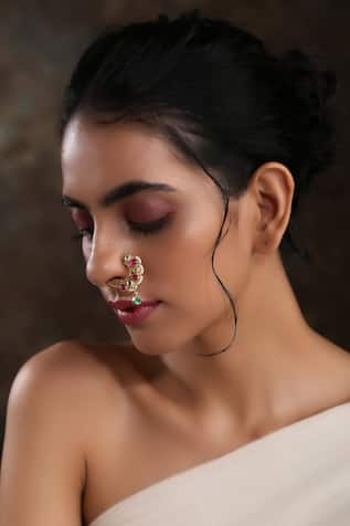 Paisley Pop Kundan Encrusted Peacock Motif Nose Pin 