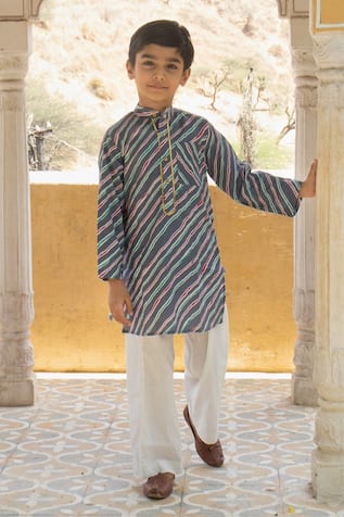 Laadlo Aparajit Leheriya Handblock Print Kurta With Pant 