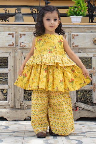 Laadlo Sunflower Bloom Print Kurta With Sharara 