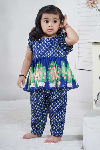 Vivedkids Pichwai Print Peplum Kurta Pant Set 