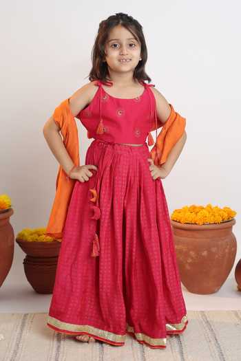 MR Brat Moon & Dot Print Blouse & Lehenga Set 