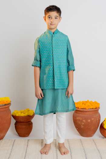 MR Brat Moon Print Nehru Jacket & Kurta Set 