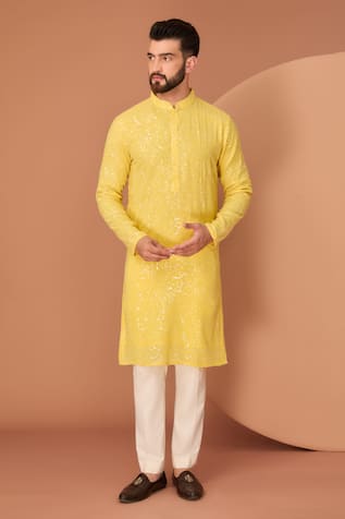 Rose Sequin Embroidered Straight Kurta 