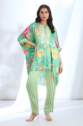 Tassel Detailed Front Kaftan With Pant 