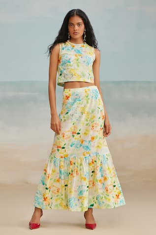 The Iaso Drew Floral Paint Skirt 