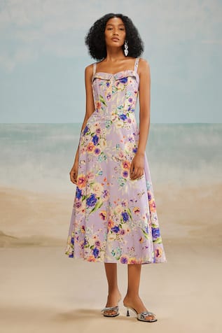 THE IASO Corset Floral Print Dress 