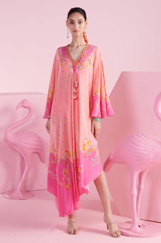 Mandira Wirk Nilay Floral Print Asymmetric Kaftan 