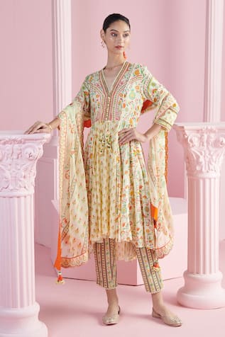 Mandira Wirk Safiya Blossom Cluster Print Anarkali Set 