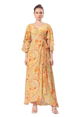 Mandira Wirk Zaina Floral Geometric Print Dress 