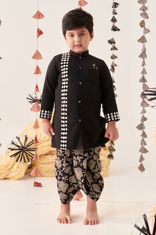 Cute Couture Mirror Embroidered Kurta & Dhoti Pant Set 