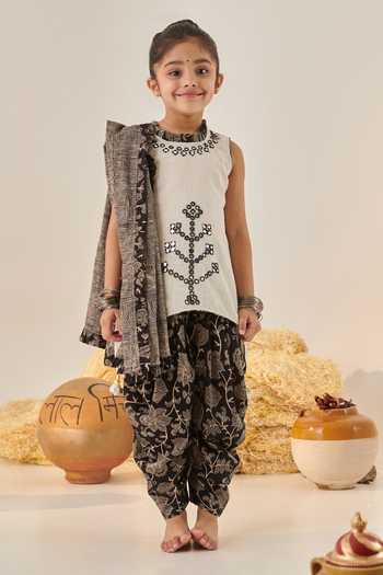 Cute Couture Embroidered Kurta Dhoti Pant Set 