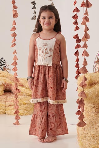 Cute Couture Embroidered Yoke Anarkali & Sharara Set 