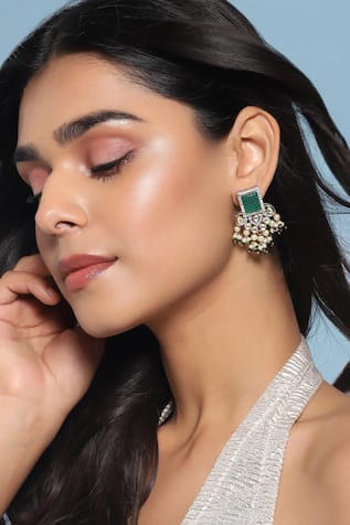 Carved Geometric Top Earrings 