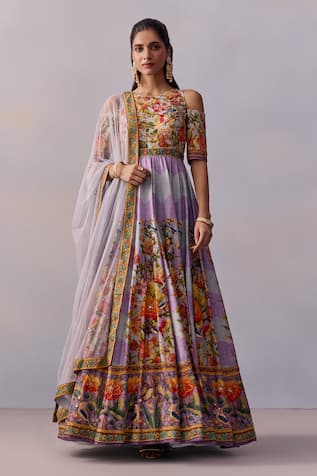 Kalista Zareen Gullista Print & Embellished Anarkali With Dupatta 