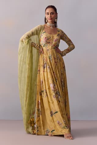 Kalista Pavika Bahar Print Anarkali With Dupatta 