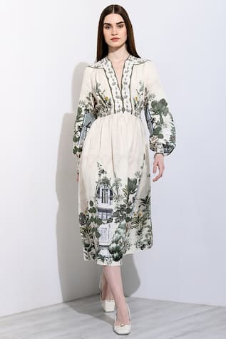 RANNA GILL Rebecca Windows Of The World Print Dress 