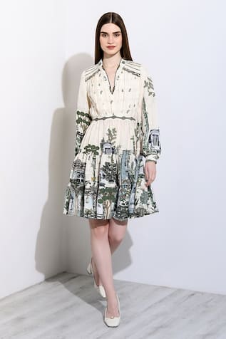 RANNA GILL Angelina Windows Print Dress 