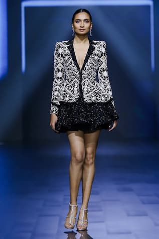 Ritika Mirchandani Synchrony Spider Web Embellished Blazer With Mini Skirt 