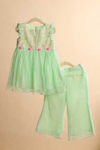 Casa Ninos Pom-Pom Detailed Kurta With Sharara 